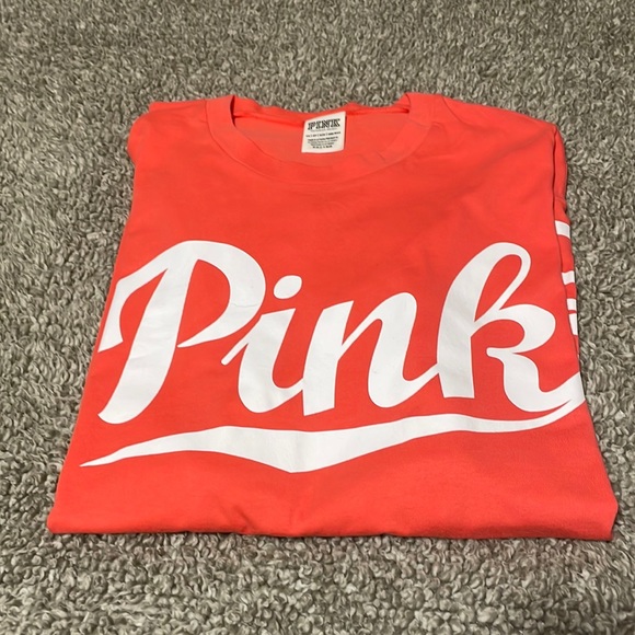 Ladies Pink Victoria Secret long sleeve orange draw string sides top Sz XS - Picture 2 of 13